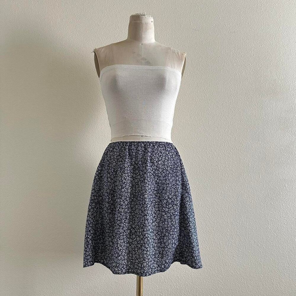 handmade blue & white floral mini skirt